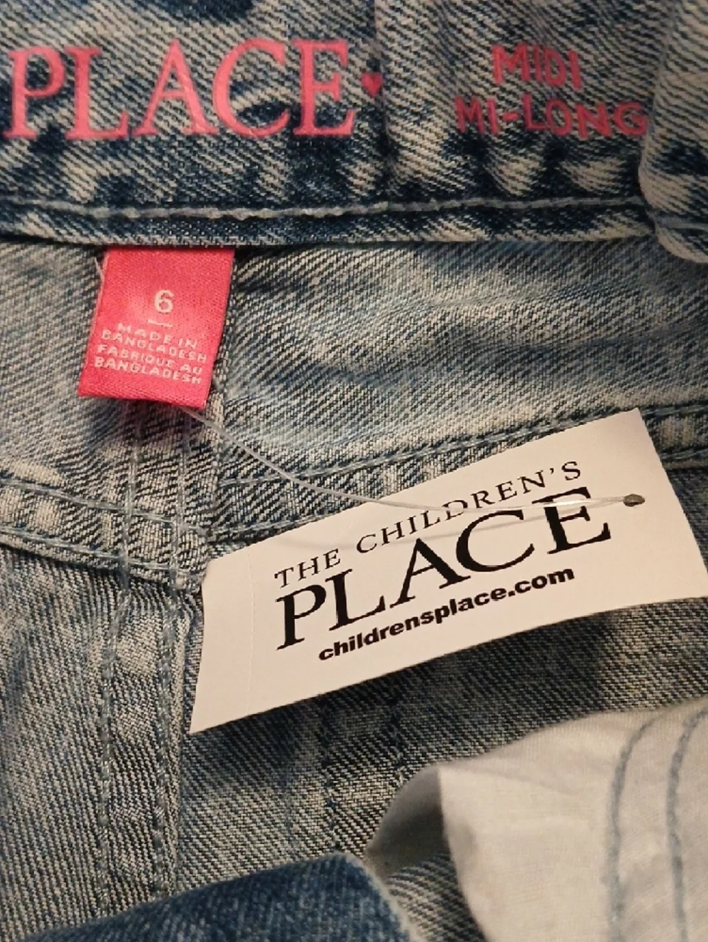 The‎ Children's Place Light Blue Acid Wash Girls/6 Jorts Midi Mi-Long NWT